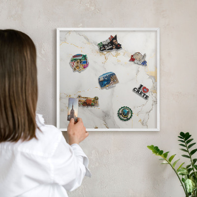 Decorative magnet board with a white frame Delicate elegance