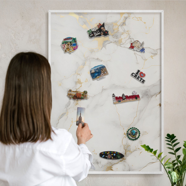 Decorative magnet board with a white frame Delicate elegance