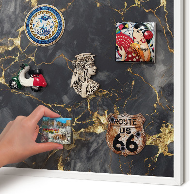 Magnetic board for travel magnets in a white frame Delicate veins