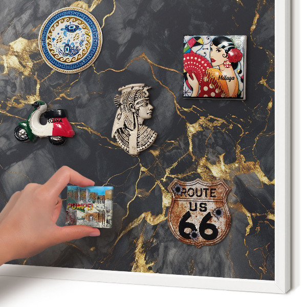 Magnetic board for travel magnets in a white frame Delicate veins