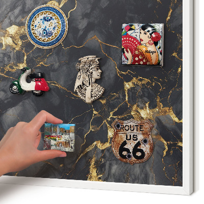 Magnetic board for travel magnets in a white frame Delicate veins