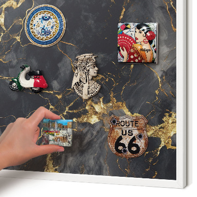 Magnetic board for travel magnets in a white frame Delicate veins