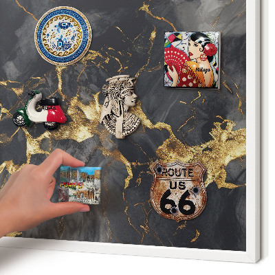Magnetic board for travel magnets in a white frame Delicate veins