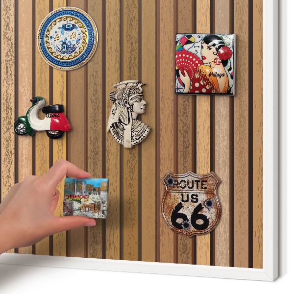 Decorative magnet board with a white frame Warm belts
