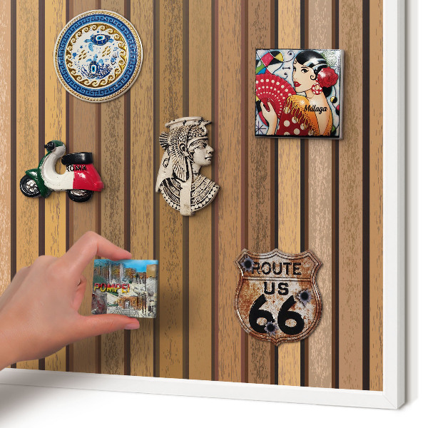 Decorative magnet board with a white frame Warm belts