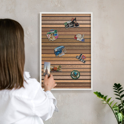 Decorative magnet board with a white frame Warm belts