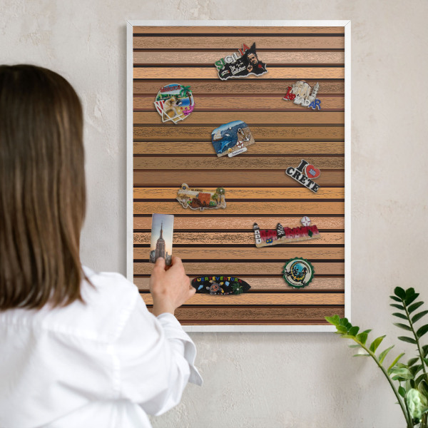 Decorative magnet board with a white frame Warm belts