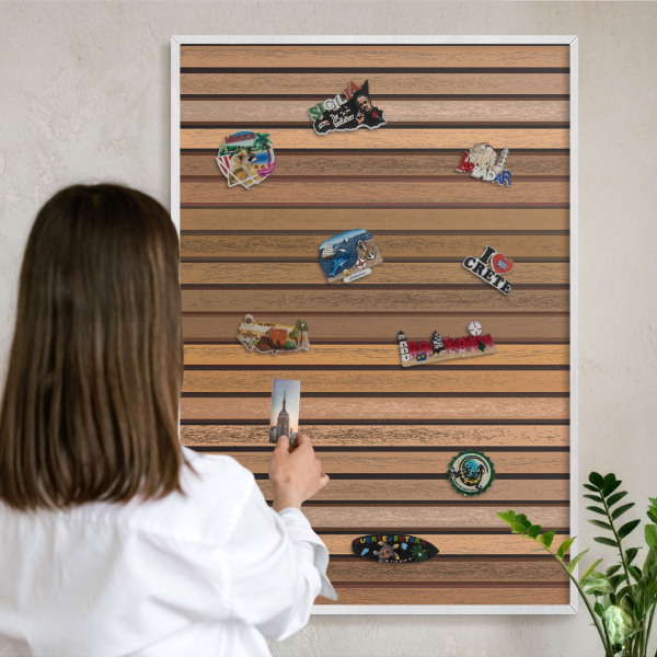 Decorative magnet board with a white frame Warm belts