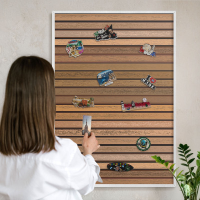 Decorative magnet board with a white frame Warm belts