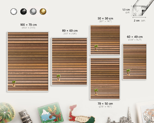 Decorative magnet board with a white frame Warm belts