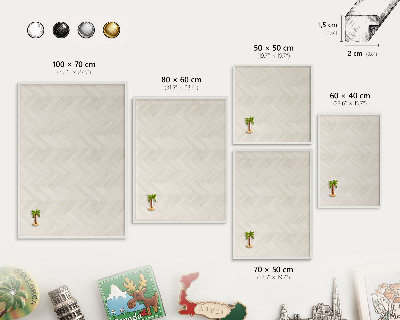 Magnetic board for travel magnets in a white frame Subtle herringbone