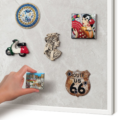 Decorative magnet board with a white frame Gray marble