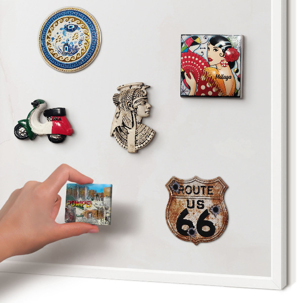 Magnetic board for travel magnets in a white frame Marble elegance