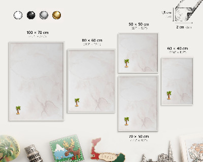 Magnetic board for travel magnets in a white frame Marble elegance