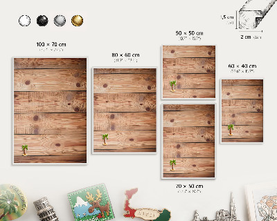 Decorative magnet board with a white frame Wooden boards