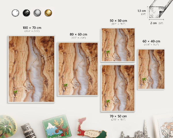 Decorative magnet board with a white frame Wooden elegance