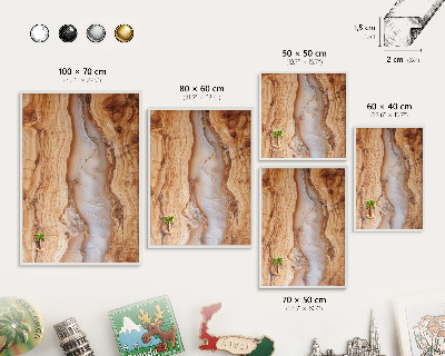 Decorative magnet board with a white frame Wooden elegance