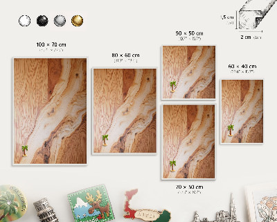 Magnetic board for travel magnets in a white frame Wooden texture