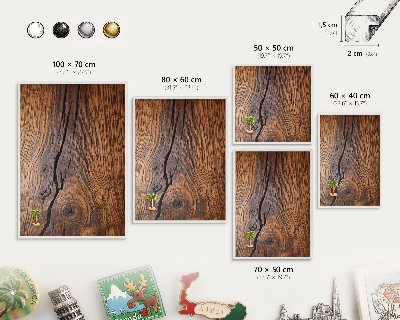 Decorative magnet board with a white frame Wood texture