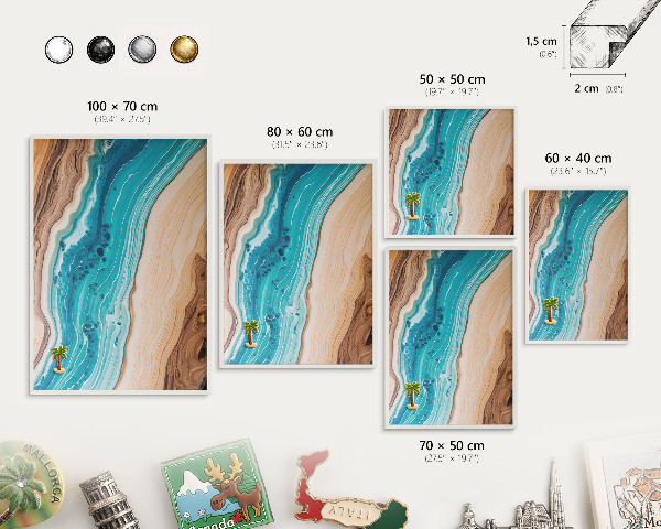 Magnetic board for travel magnets in a white frame Earth's layers