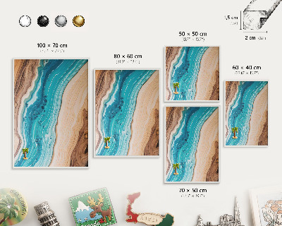 Magnetic board for travel magnets in a white frame Earth's layers