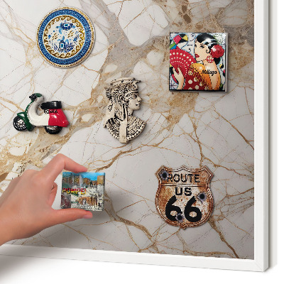Decorative magnet board with a white frame Marble elegance