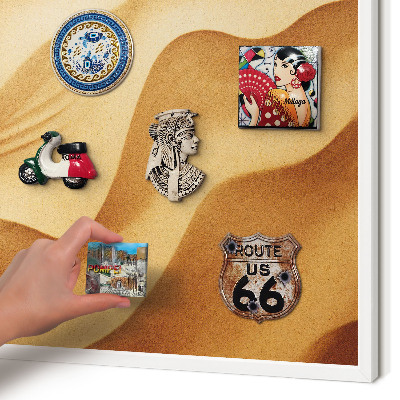 Decorative magnet board with a white frame Sand waves