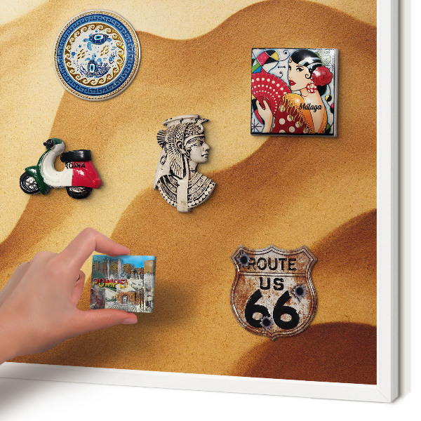 Decorative magnet board with a white frame Sand waves
