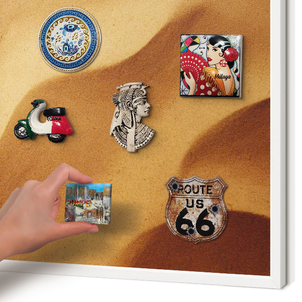 Decorative magnet board with a white frame Sand waves