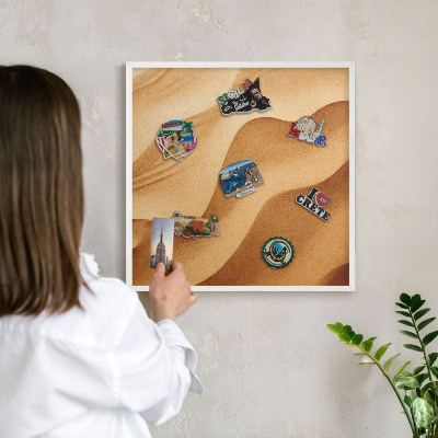 Decorative magnet board with a white frame Sand waves