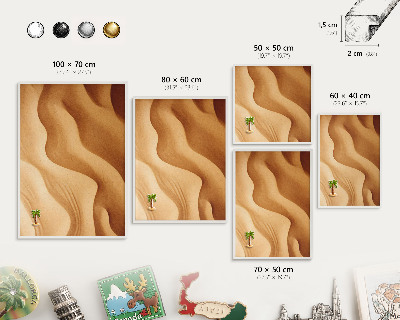 Decorative magnet board with a white frame Sand waves