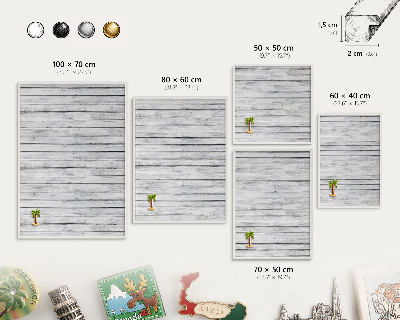 Magnetic board for travel magnets in a white frame Light wood