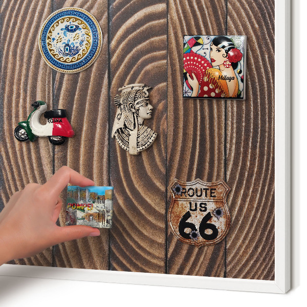 Decorative magnet board with a white frame Wood structure