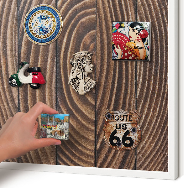 Decorative magnet board with a white frame Wood structure