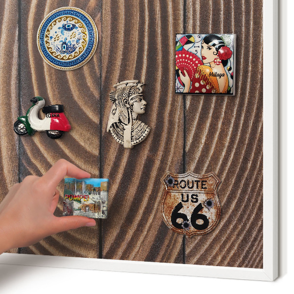 Decorative magnet board with a white frame Wood structure