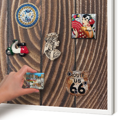 Decorative magnet board with a white frame Wood structure