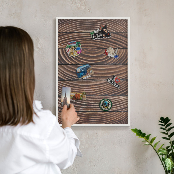 Decorative magnet board with a white frame Wood structure