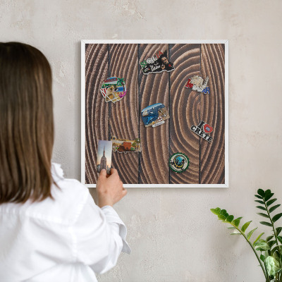 Decorative magnet board with a white frame Wood structure