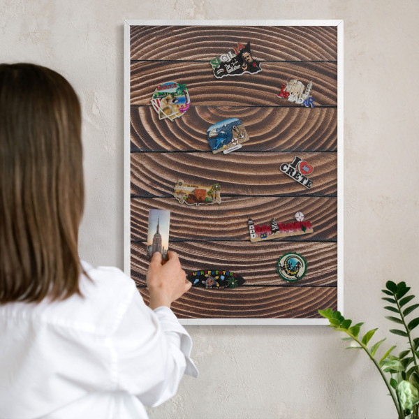 Decorative magnet board with a white frame Wood structure