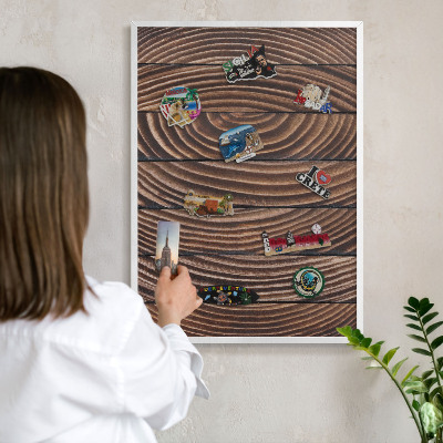 Decorative magnet board with a white frame Wood structure
