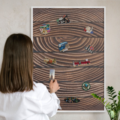 Decorative magnet board with a white frame Wood structure