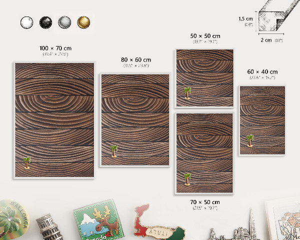Decorative magnet board with a white frame Wood structure