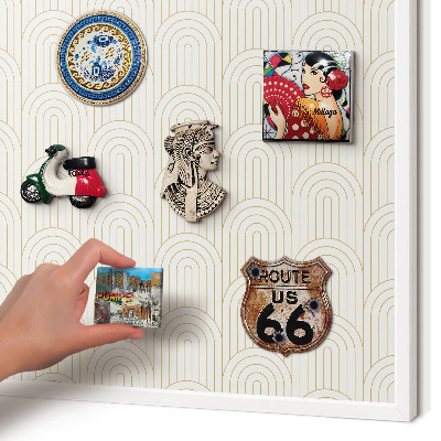 Magnetic board for travel magnets in a white frame Artistic arches