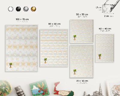 Magnetic board for travel magnets in a white frame Artistic arches