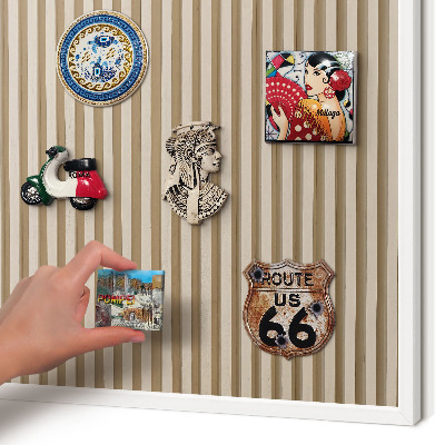 Decorative magnet board with a white frame Wooden slats
