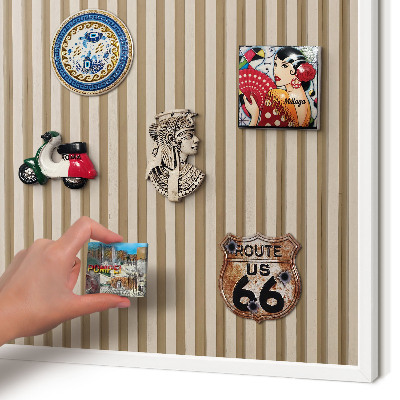 Decorative magnet board with a white frame Wooden slats