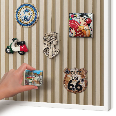 Decorative magnet board with a white frame Wooden slats