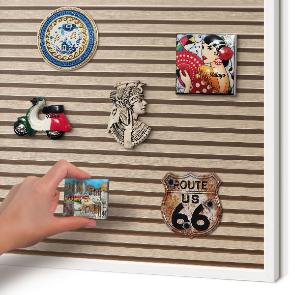 Magnetic board for travel magnets in a white frame Calm structure