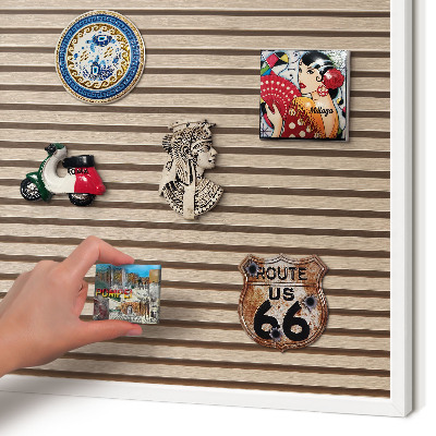Magnetic board for travel magnets in a white frame Calm structure
