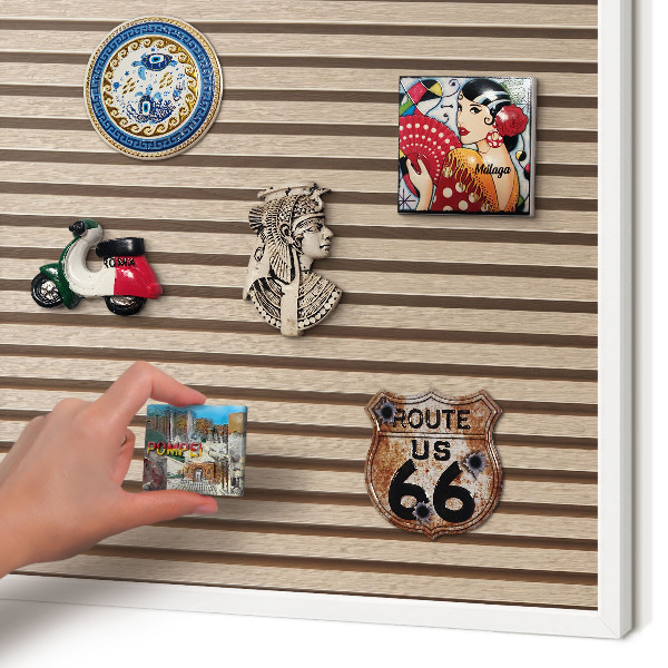 Magnetic board for travel magnets in a white frame Calm structure